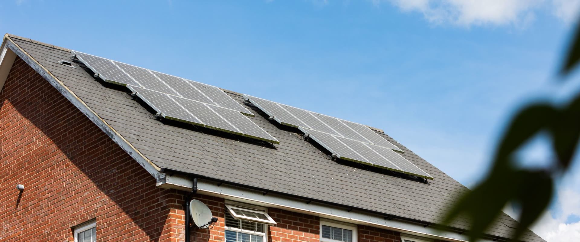 Solar panels on a brick house